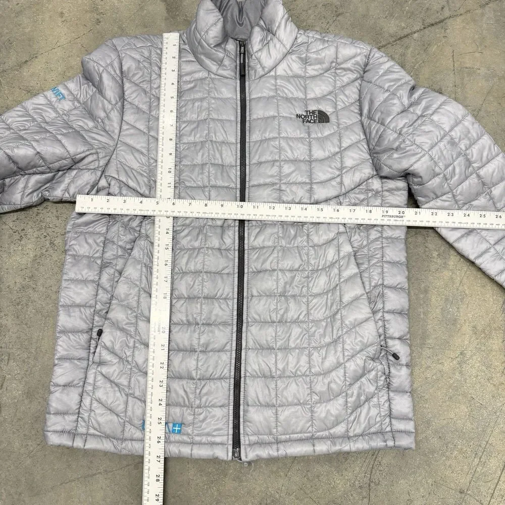 North Face ThermoBall Jacket Mens Medium Gray Full Zip Lightweight -Company Logo